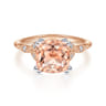 Celia - Vintage Inspired 14K White Rose Gold Cushion Cut Morganite and Diamond - 0.07 ct