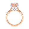 Celia - Vintage Inspired 14K White Rose Gold Cushion Cut Morganite and Diamond - 0.07 ct
