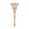 Celia - Vintage Inspired 14K White Rose Gold Cushion Cut Morganite and Diamond - 0.07 ct