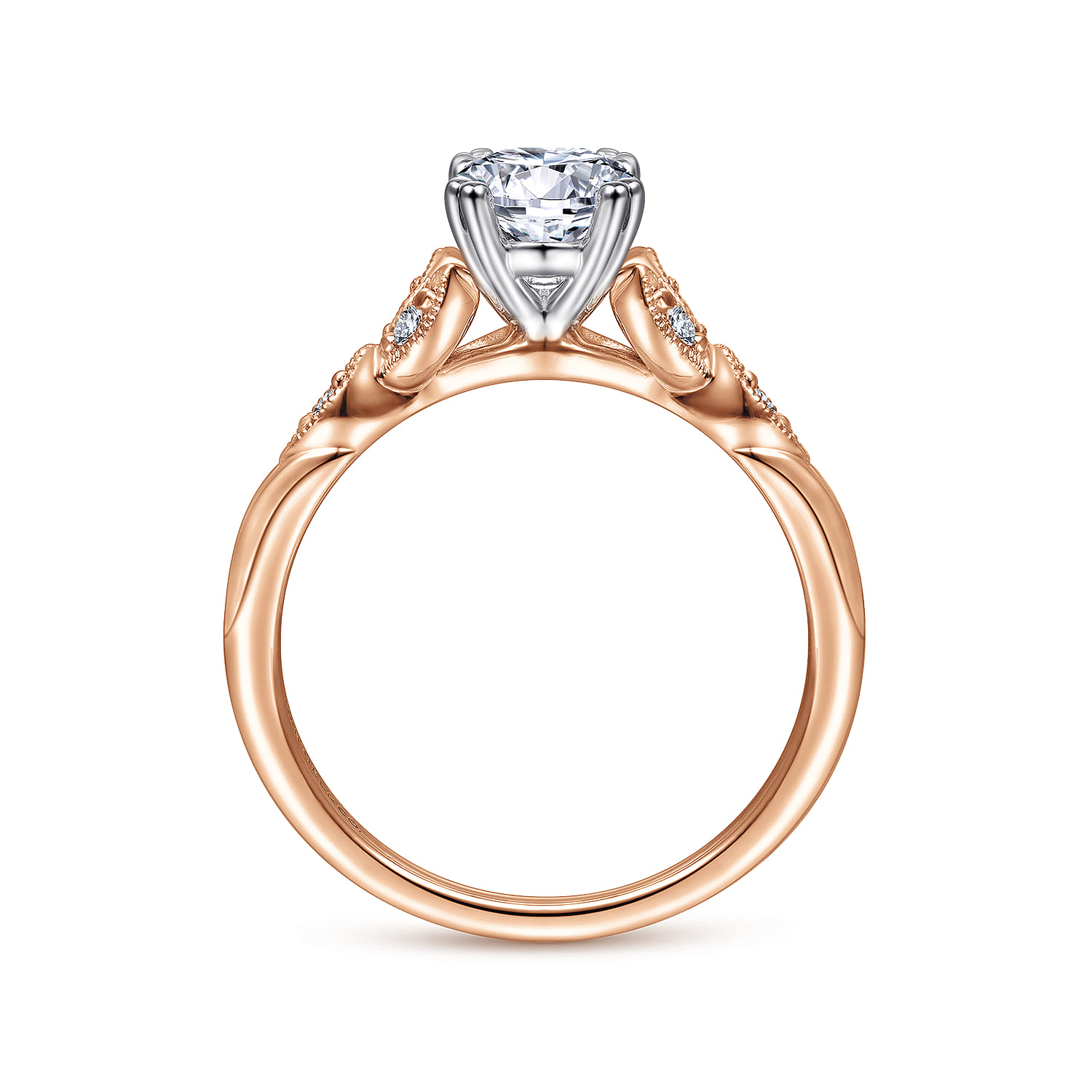 Celia - 14K White-Rose Gold Oval Diamond Engagement Ring - 0.07 ct - Shot 2