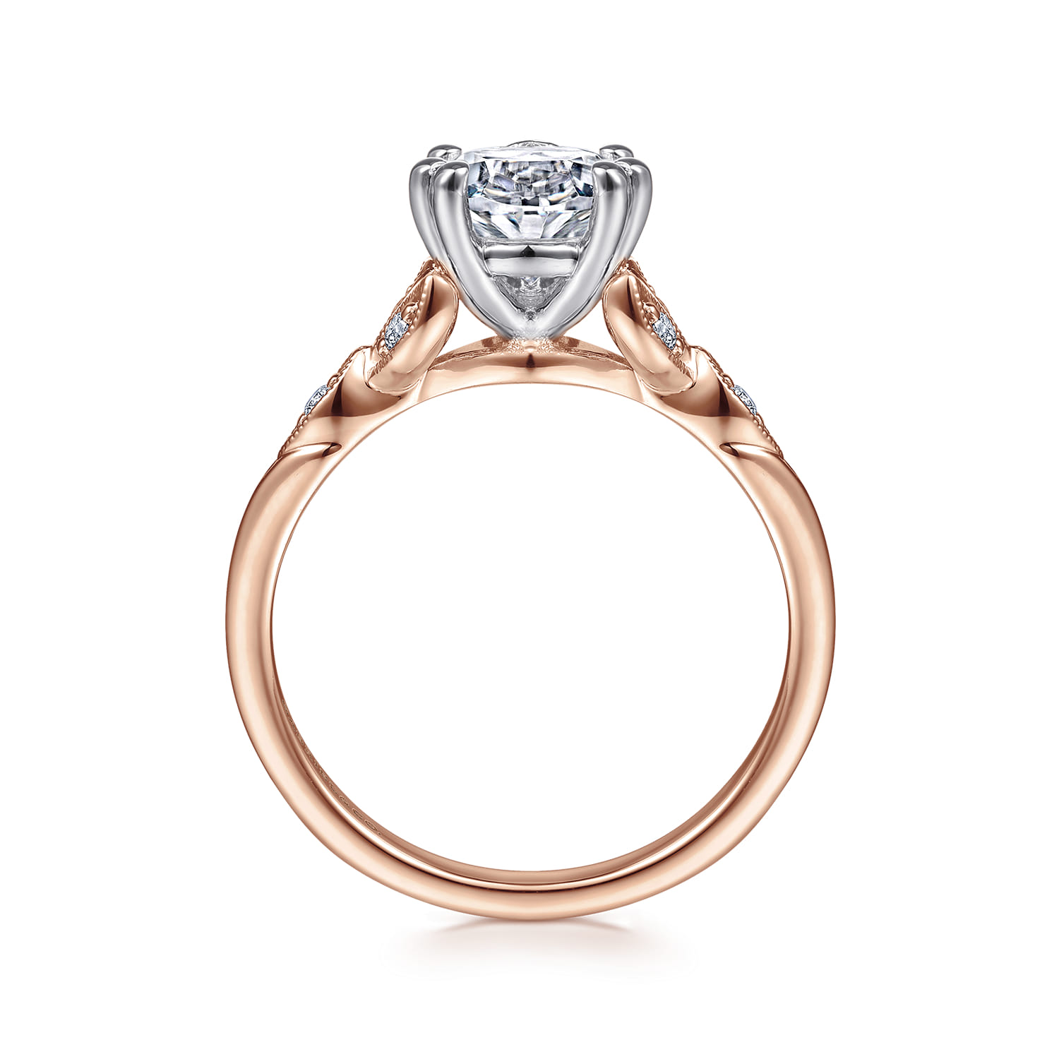 Celia - 14K White-Rose Gold Pear Shape Diamond Engagement Ring - 0.07 ct - Shot 2
