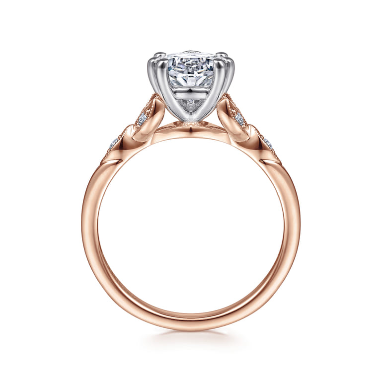 Celia - 14K White-Rose Gold Pear Shape Diamond Engagement Ring - 0.07 ct - Shot 2