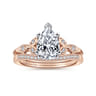 Celia - 14K White-Rose Gold Pear Shape Diamond Engagement Ring - 0.07 ct
