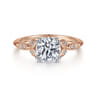 Celia - 14K White-Rose Gold Round Diamond Engagement Ring - 0.07 ct