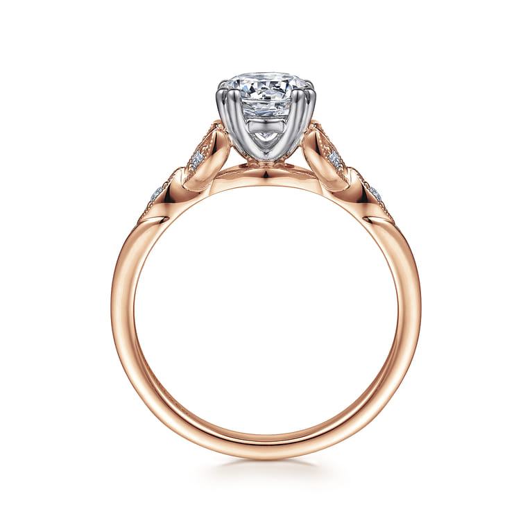 Celia - 14K White-Rose Gold Round Diamond Engagement Ring - 0.07 ct - Shot 2