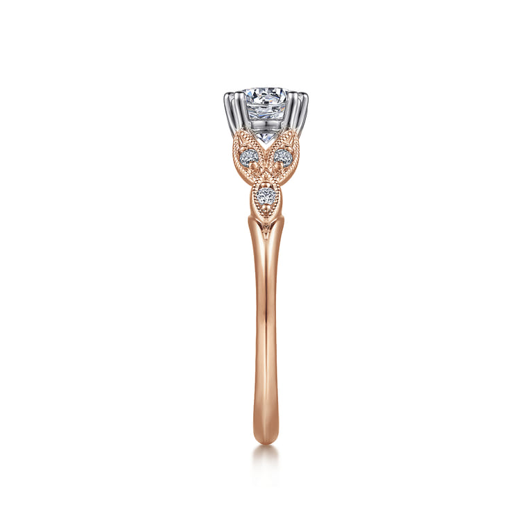 Celia - 14K White-Rose Gold Round Diamond Engagement Ring - 0.07 ct - Shot 5