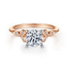 Eliza - Vintage Inspired 14K White-Rose Gold Split Shank Round Diamond Engagement Ring - 0.07 ct