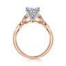 Eliza - Vintage Inspired 14K White-Rose Gold Split Shank Round Diamond Engagement Ring - 0.07 ct