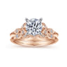 Eliza - Vintage Inspired 14K White-Rose Gold Split Shank Round Diamond Engagement Ring - 0.07 ct