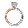 Betty - 14K White-Rose Gold Round Split Shank Hidden Halo Diamond Engagement Ring - 0.75 ct