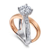 Betty - 14K White-Rose Gold Round Split Shank Hidden Halo Diamond Engagement Ring - 0.75 ct