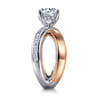 Betty - 14K White-Rose Gold Round Split Shank Hidden Halo Diamond Engagement Ring - 0.75 ct