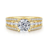 Brinne - 14K Yellow Gold Three Row Cushion Cut Diamond Engagement Ring - 0.9 ct