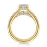 Brinne - 14K Yellow Gold Three Row Cushion Cut Diamond Engagement Ring - 0.9 ct