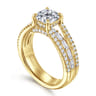 Brinne - 14K Yellow Gold Three Row Cushion Cut Diamond Engagement Ring - 0.9 ct