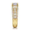Brinne - 14K Yellow Gold Three Row Cushion Cut Diamond Engagement Ring - 0.9 ct
