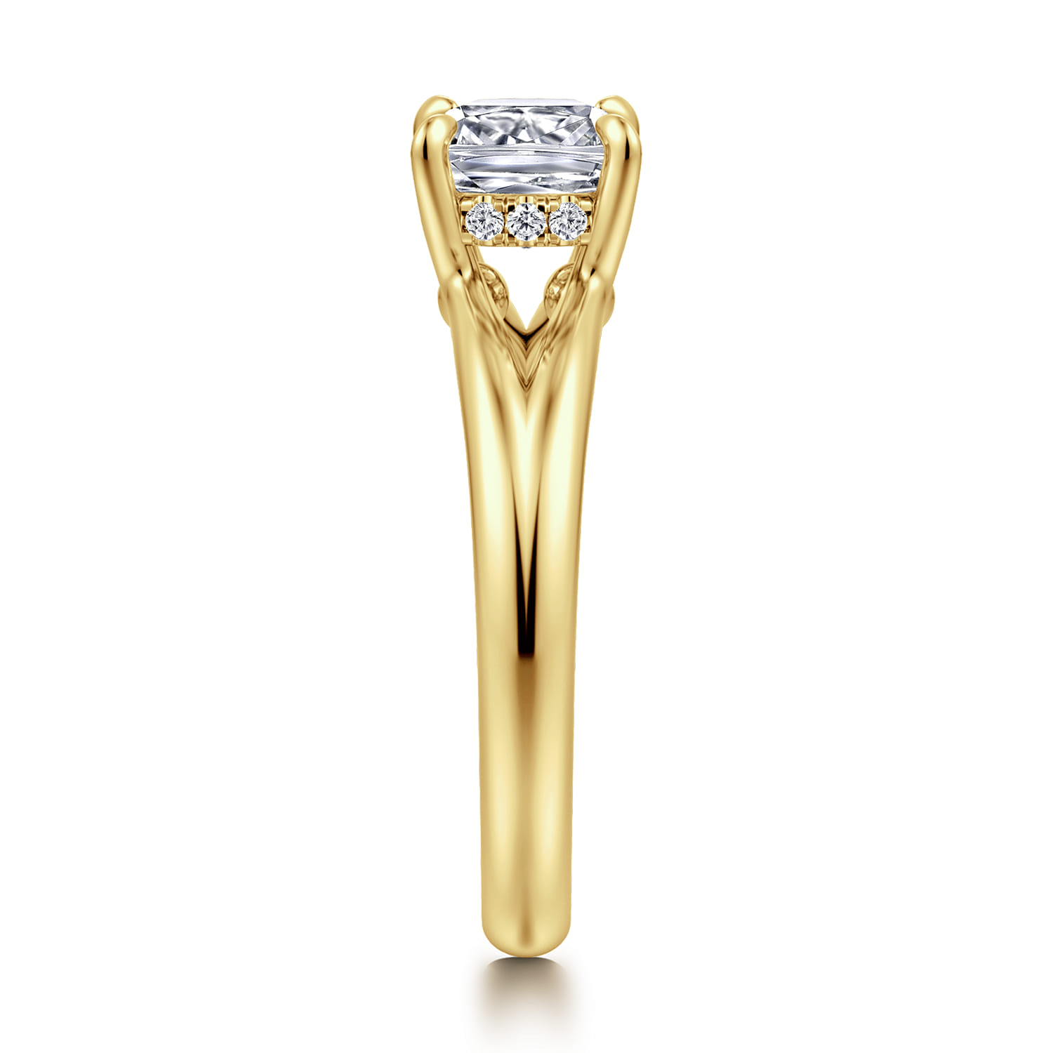 Sanah - 14K Yellow Gold Split Shank Cushion Cut Diamond Engagement Ring - 0.07 ct - Shot 4
