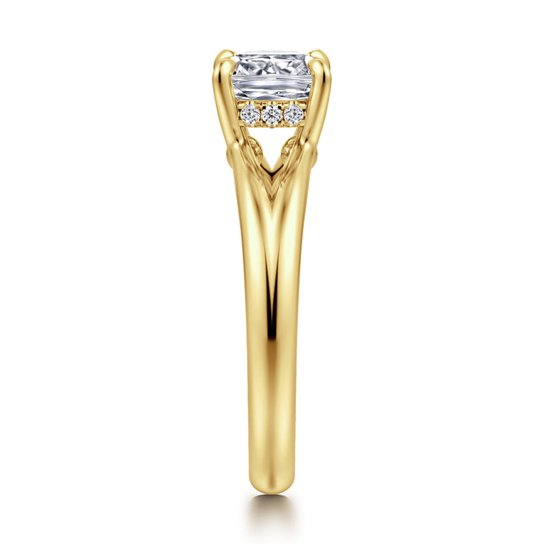 Sanah - 14K Yellow Gold Split Shank Cushion Cut Diamond Engagement Ring - 0.07 ct - Shot 4