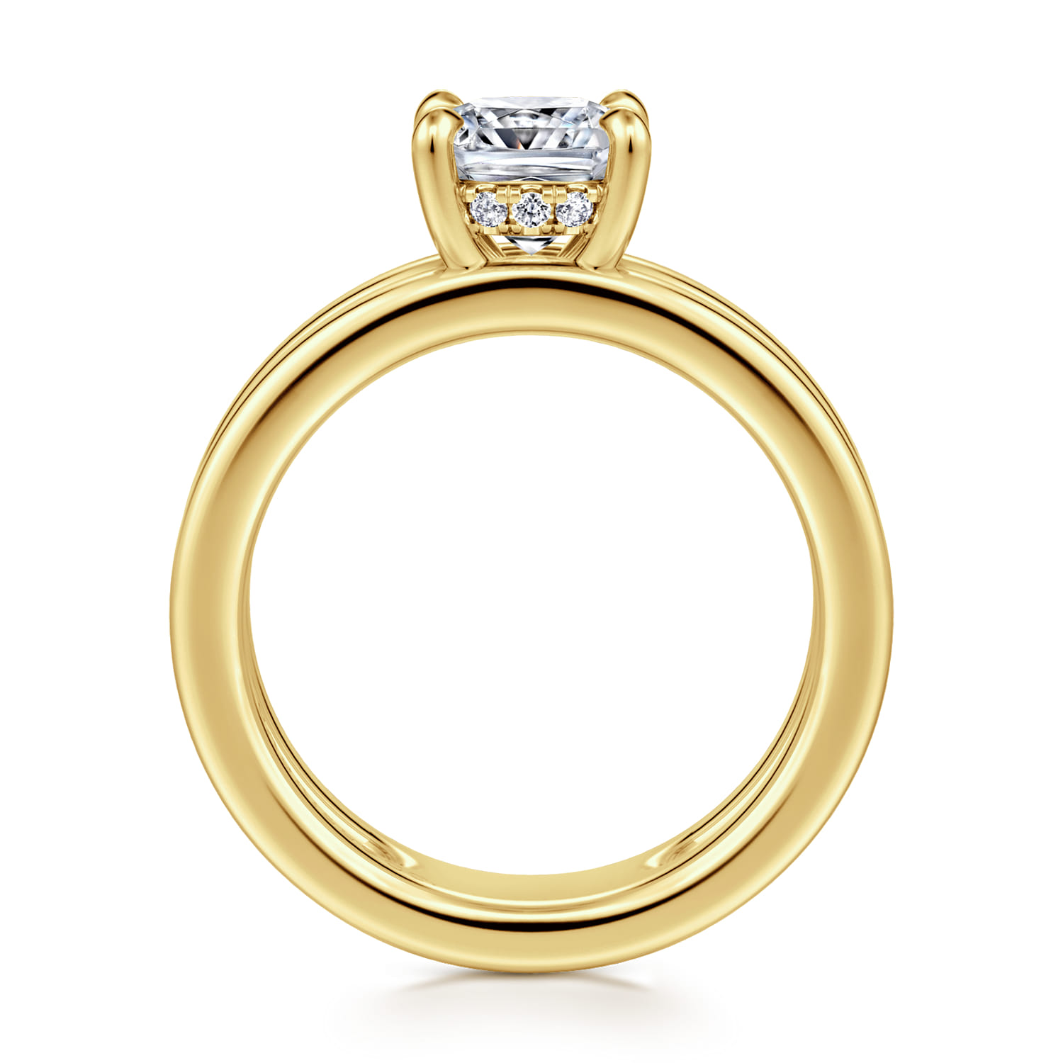 Oksana - 14K Yellow Gold Cushion Cut Diamond Engagement Ring - 0.07 ct - Shot 2