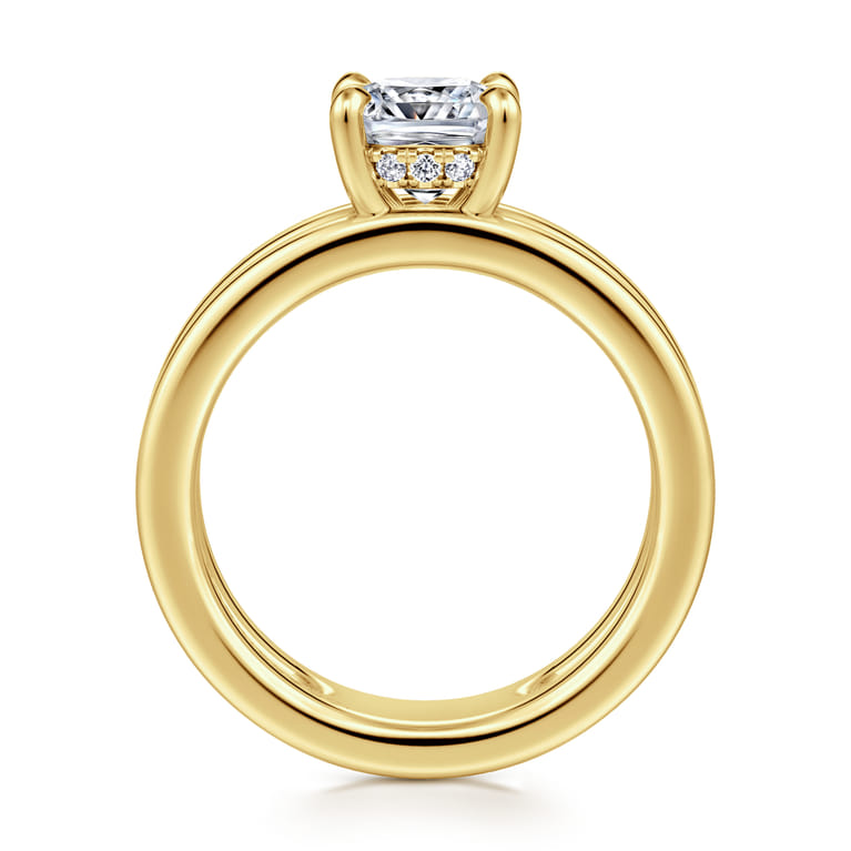 Oksana - 14K Yellow Gold Cushion Cut Diamond Engagement Ring - 0.07 ct - Shot 2