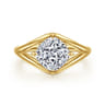 Fiori - 14K Yellow Gold Split Shank Compass Prong Cushion Cut Diamond Engagement Ring - 0.13 ct