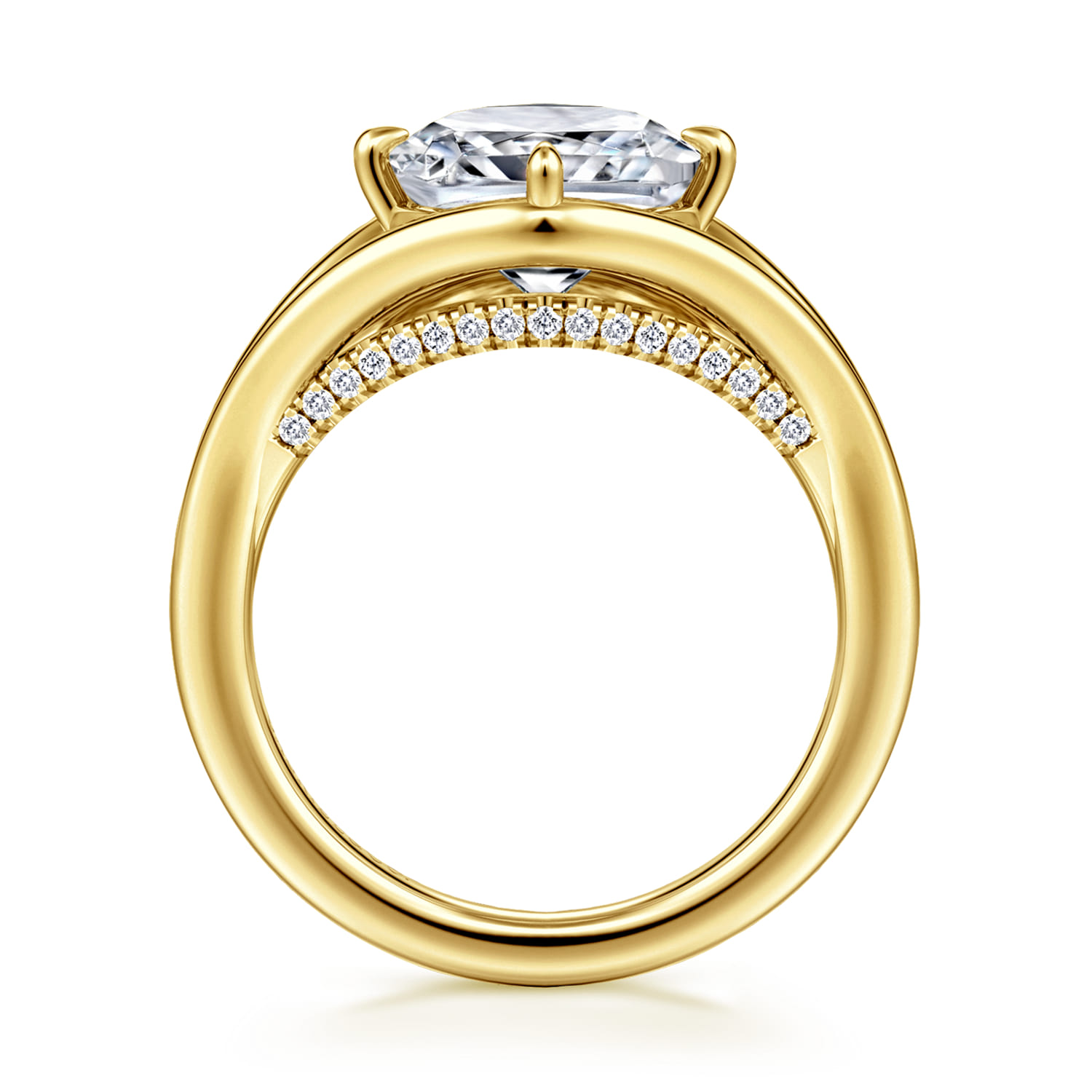 Fiori - 14K Yellow Gold Split Shank Compass Prong Cushion Cut Diamond Engagement Ring - 0.13 ct - Shot 2