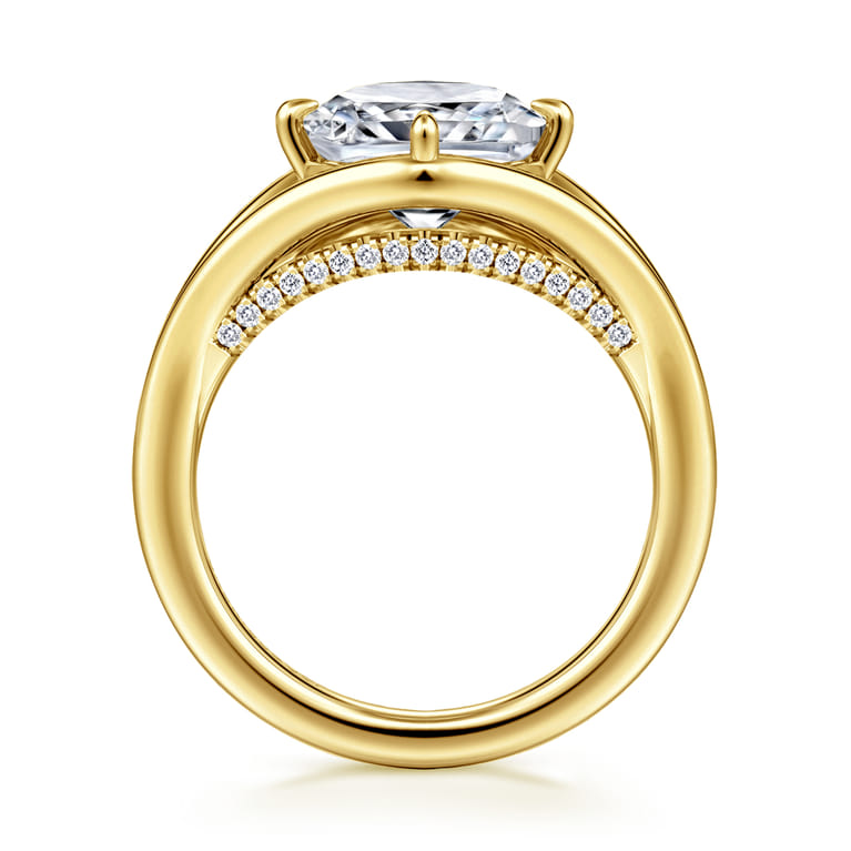 Fiori - 14K Yellow Gold Split Shank Compass Prong Cushion Cut Diamond Engagement Ring - 0.13 ct - Shot 2