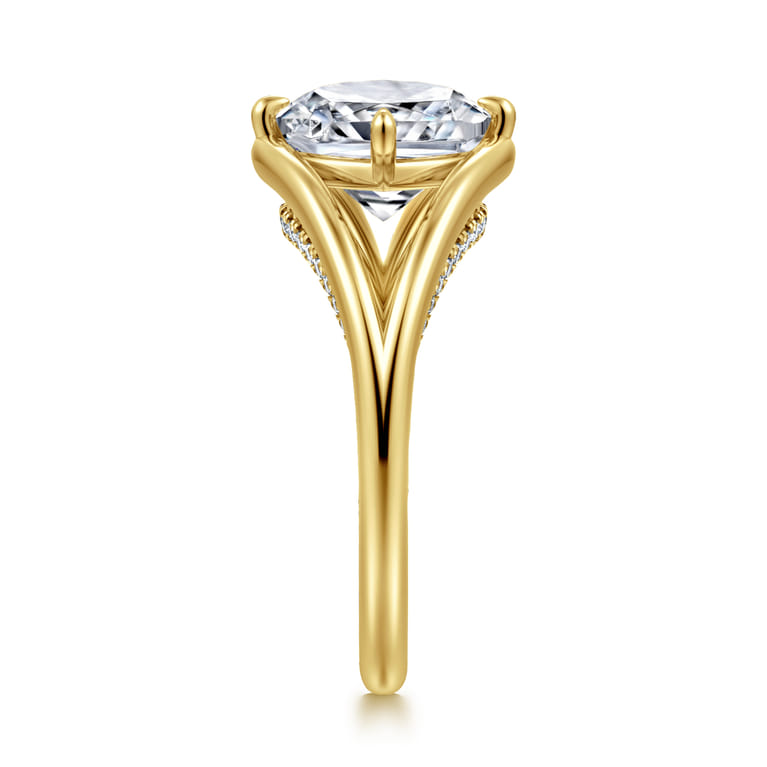 Fiori - 14K Yellow Gold Split Shank Compass Prong Cushion Cut Diamond Engagement Ring - 0.13 ct - Shot 5