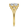 Fiori - 14K Yellow Gold Split Shank Compass Prong Cushion Cut Diamond Engagement Ring - 0.13 ct