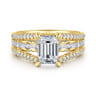 Brinne - 14K Yellow Gold Three Row Emerald Cut Diamond Engagement Ring - 0.9 ct