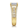 Brinne - 14K Yellow Gold Three Row Emerald Cut Diamond Engagement Ring - 0.9 ct
