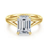 Sanah - 14K Yellow Gold Split Shank Emerald Cut Diamond Engagement Ring - 0.11 ct