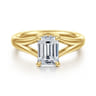 Sanah - 14K Yellow Gold Split Shank Emerald Cut Diamond Engagement Ring - 0.07 ct