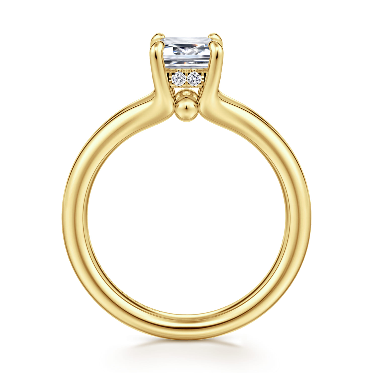 Sanah - 14K Yellow Gold Split Shank Emerald Cut Diamond Engagement Ring - 0.07 ct - Shot 2