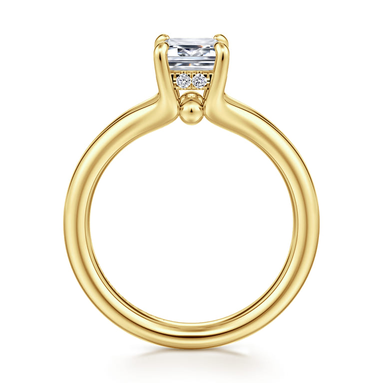 Sanah - 14K Yellow Gold Split Shank Emerald Cut Diamond Engagement Ring - 0.07 ct - Shot 2