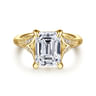 Taye - 14K Yellow Gold Split Shank Emerald Cut Diamond Engagement Ring - 0.18 ct