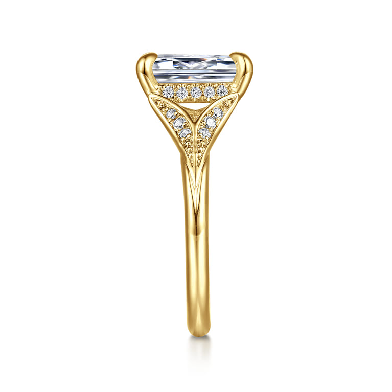 Taye - 14K Yellow Gold Split Shank Emerald Cut Diamond Engagement Ring - 0.18 ct - Shot 5