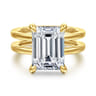 Oksana - 14K Yellow Gold Split Shank Emerald Cut Diamond Engagement Ring - 0.12 ct