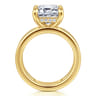 Oksana - 14K Yellow Gold Split Shank Emerald Cut Diamond Engagement Ring - 0.12 ct