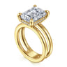 Oksana - 14K Yellow Gold Split Shank Emerald Cut Diamond Engagement Ring - 0.12 ct