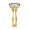 Oksana - 14K Yellow Gold Split Shank Emerald Cut Diamond Engagement Ring - 0.12 ct