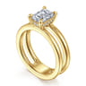 Oksana - 14K Yellow Gold Emerald Cut Diamond Engagement Ring - 0.07 ct