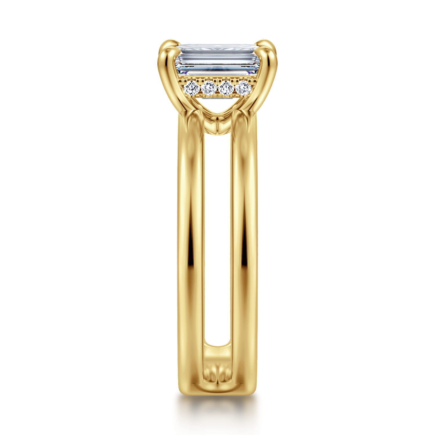 Oksana - 14K Yellow Gold Emerald Cut Diamond Engagement Ring - 0.07 ct - Shot 4