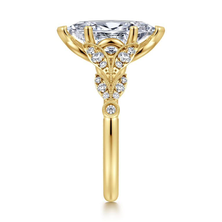Bryce - Vintage Inspired 14K Yellow Gold Split Shank Marquise Shape Diamond Engagement Ring - 0.22 ct - Shot 4