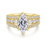 Brinne - 14K Yellow Gold Three Row Marquise Shape Diamond Engagement Ring - 0.9 ct