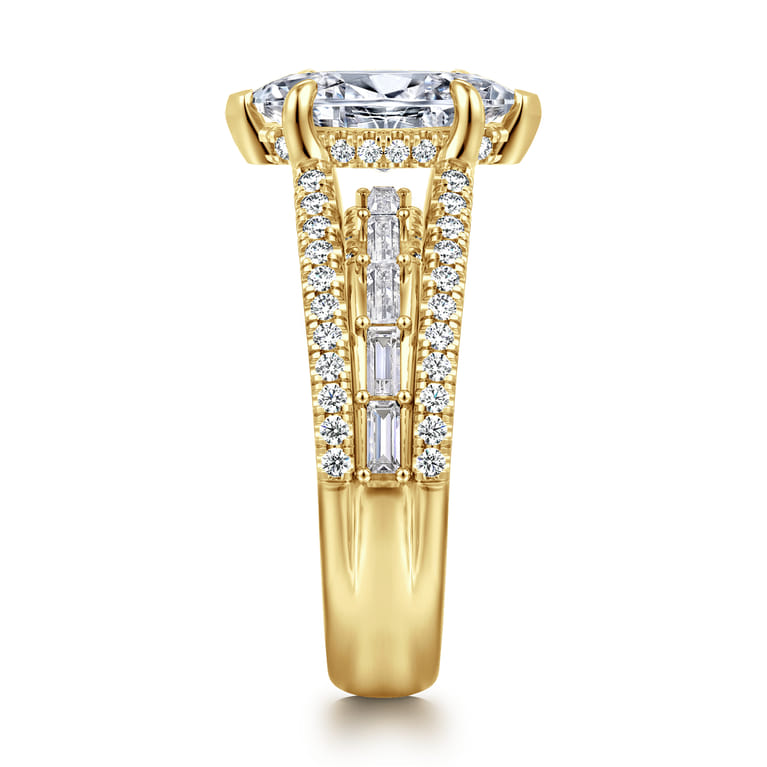 Brinne - 14K Yellow Gold Three Row Marquise Shape Diamond Engagement Ring - 0.9 ct - Shot 4