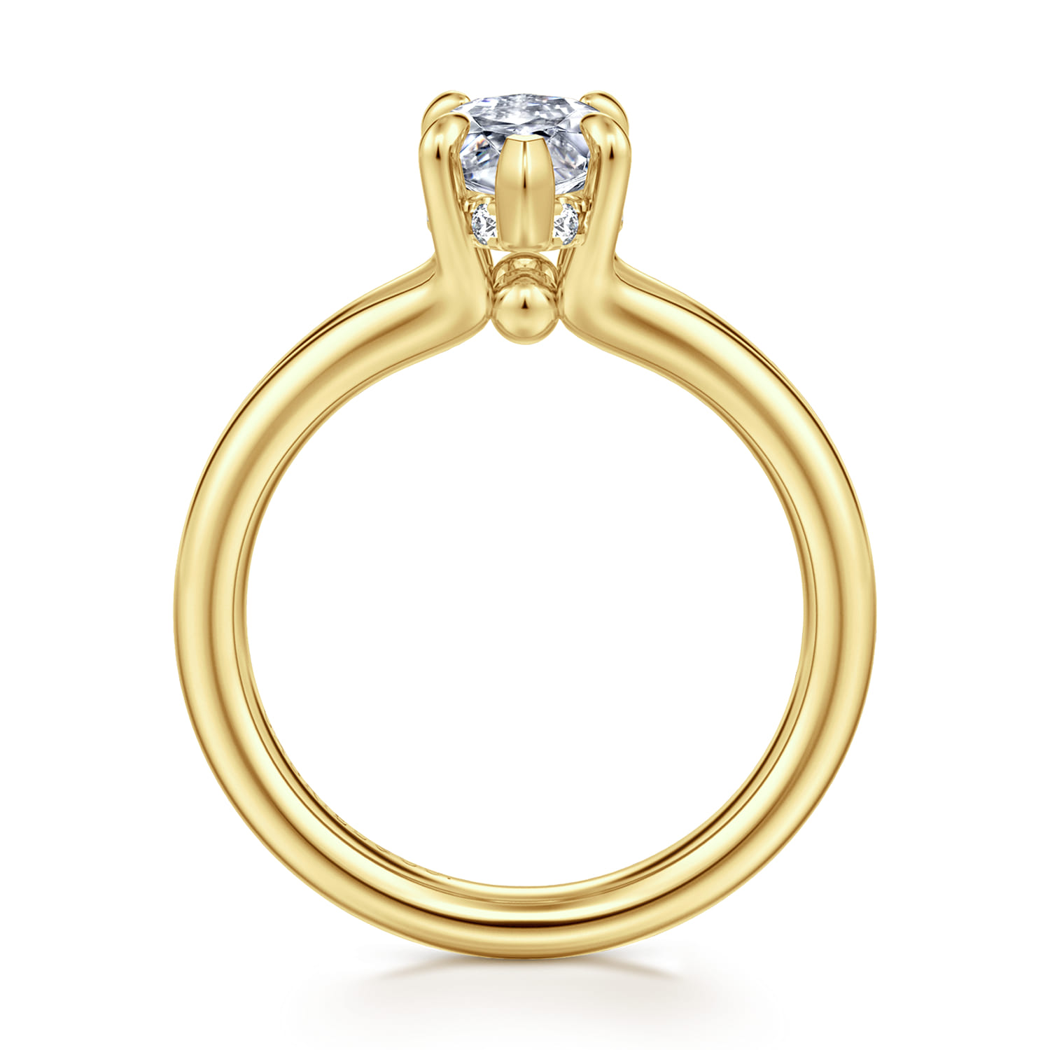 Sanah - 14K Yellow Gold Split Shank Marquise Shape Diamond Engagement Ring - 0.07 ct - Shot 2