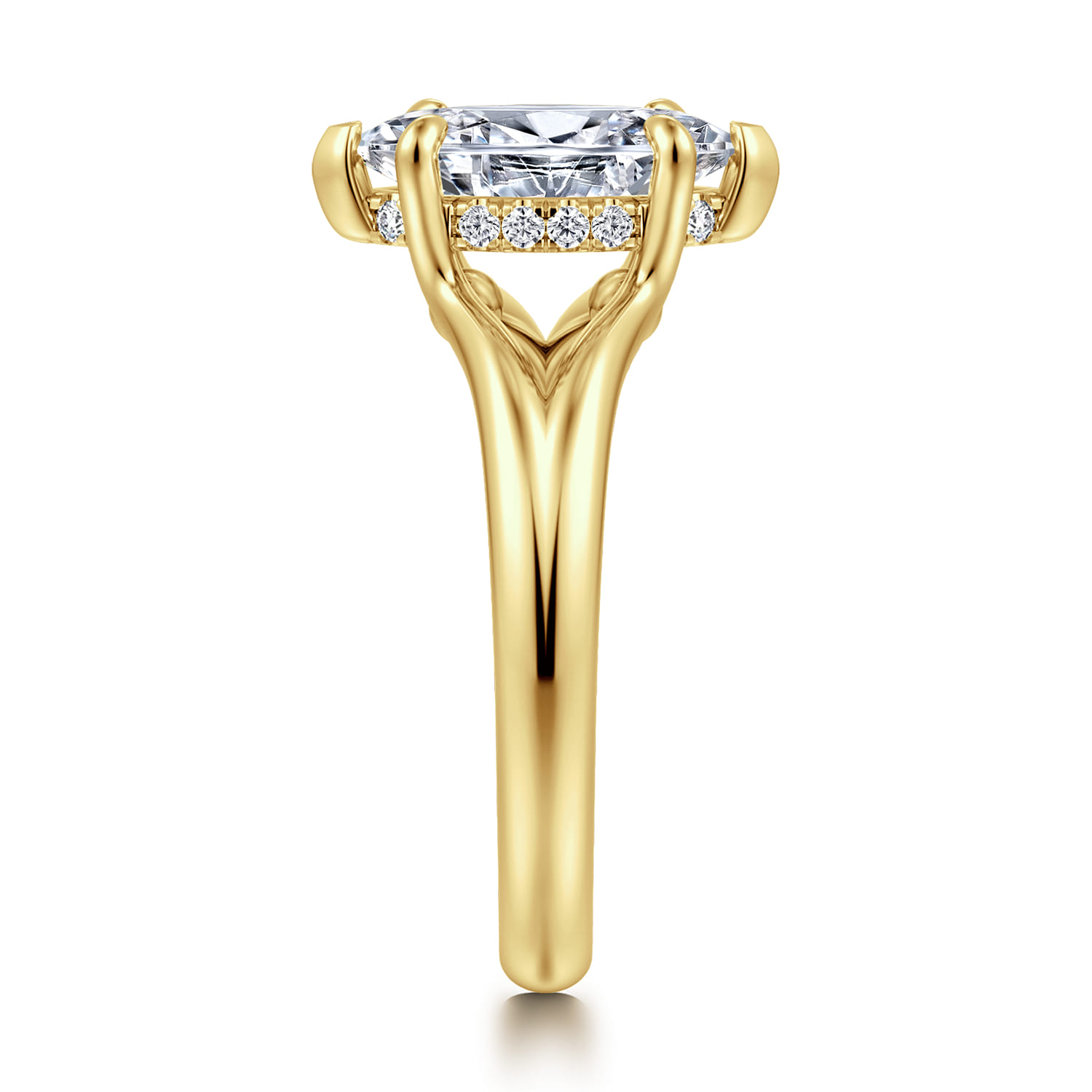 Sanah - 14K Yellow Gold Split Shank Marquise Shape Diamond Engagement Ring - 0.07 ct - Shot 4