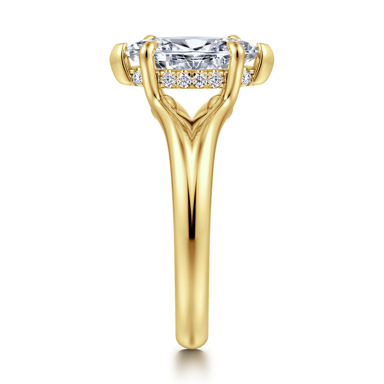 Sanah - 14K Yellow Gold Split Shank Marquise Shape Diamond Engagement Ring - 0.07 ct - Shot 4
