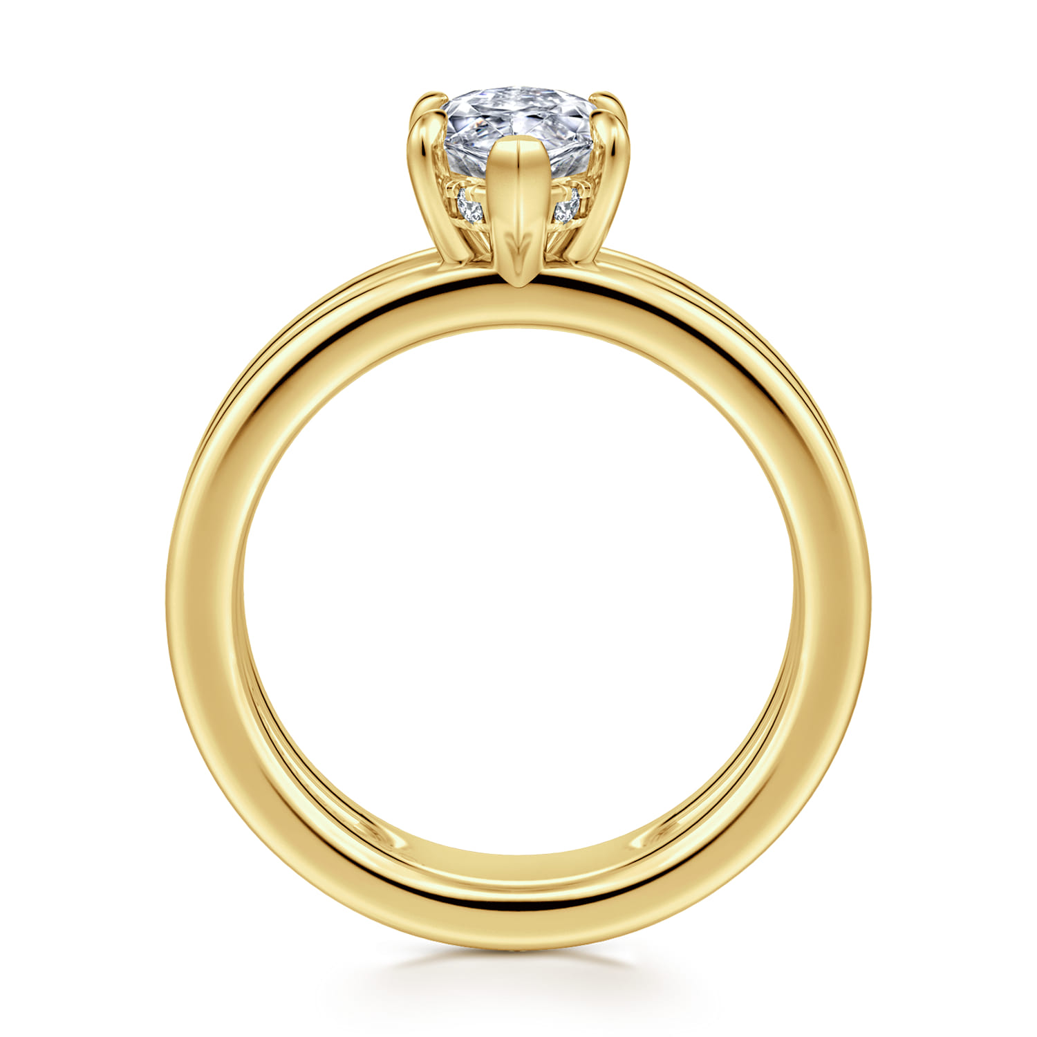 Oksana - 14K Yellow Gold Marquise Shape Diamond Engagement Ring - 0.06 ct - Shot 2